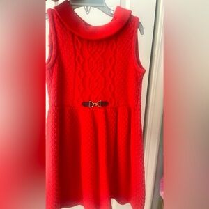 Janie and Jack Orange Sweater Dress with brown leather detail (6Y)